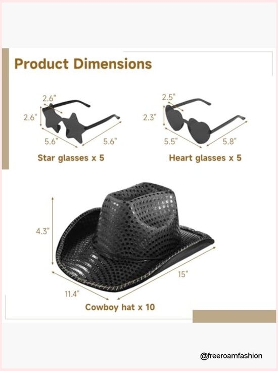 20 LED Light Up Cowboy Hats with Heart Star Glasses Costume Set main image 4